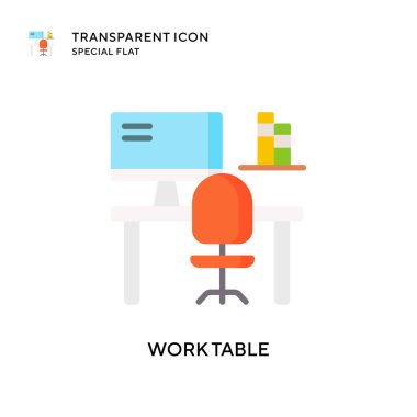 Çalışma tablosu vektör simgesi. Düz çizim. EPS 10 vektörü.