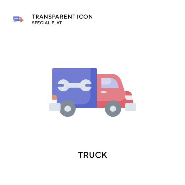 Kamyon vektör simgesi. Düz çizim. EPS 10 vektörü.