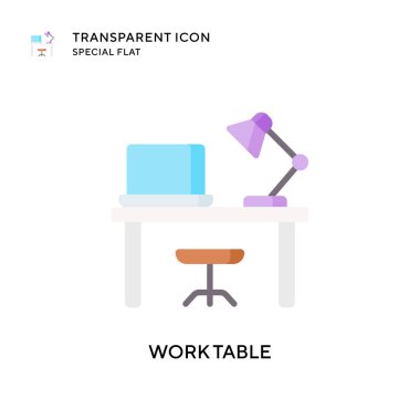 Çalışma tablosu vektör simgesi. Düz çizim. EPS 10 vektörü.