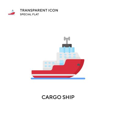 Kargo gemisi vektör simgesi. Düz çizim. EPS 10 vektörü.