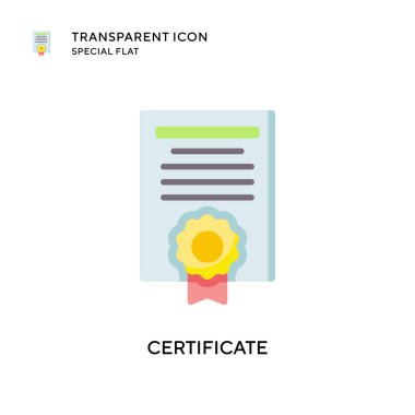 Sertifika vektör simgesi. Düz çizim. EPS 10 vektörü.