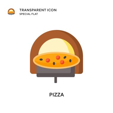 Pizza vektör simgesi. Düz çizim. EPS 10 vektörü.