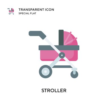Stroller vektör simgesi. Düz çizim. EPS 10 vektörü.