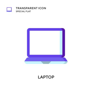 Laptop vektör simgesi. Düz çizim. EPS 10 vektörü.