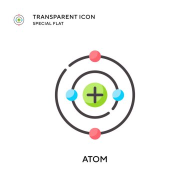 Atom vektör simgesi. Düz çizim. EPS 10 vektörü.