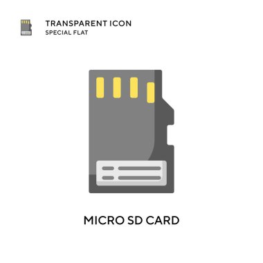 Mikro SD kart vektör simgesi. Düz çizim. EPS 10 vektörü.