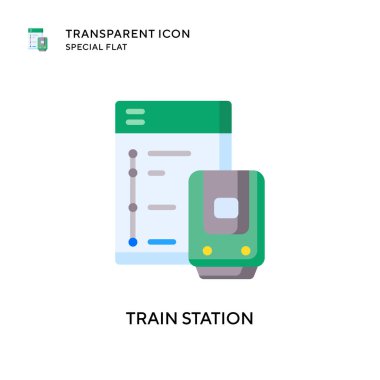 Tren istasyonu vektör simgesi. Düz çizim. EPS 10 vektörü.