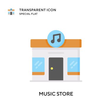 Müzik mağazası vektör simgesi. Düz çizim. EPS 10 vektörü.