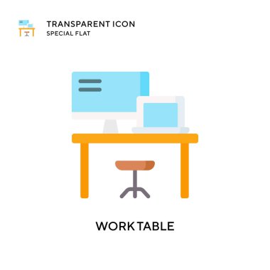 Çalışma tablosu vektör simgesi. Düz çizim. EPS 10 vektörü.