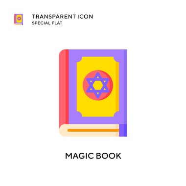 Sihirli kitap vektör ikonu. Düz çizim. EPS 10 vektörü.