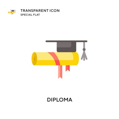 Diploma vektör simgesi. Düz çizim. EPS 10 vektörü.