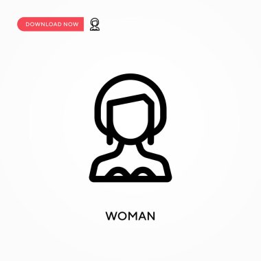Kadın basit vektör simgesi. Web sitesi veya mobil uygulama için modern, basit düz vektör çizimi