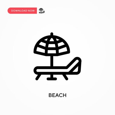 Plaj basit vektör simgesi. Web sitesi veya mobil uygulama için modern, basit düz vektör çizimi