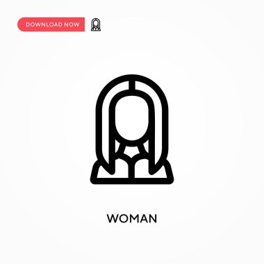 Kadın basit vektör simgesi. Web sitesi veya mobil uygulama için modern, basit düz vektör çizimi