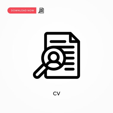 CV Basit vektör simgesi. Web sitesi veya mobil uygulama için modern, basit düz vektör çizimi