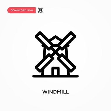 Windmill Basit vektör simgesi. Web sitesi veya mobil uygulama için modern, basit düz vektör çizimi