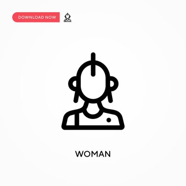 Kadın basit vektör simgesi. Web sitesi veya mobil uygulama için modern, basit düz vektör çizimi