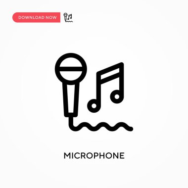 Mikrofon basit vektör simgesi. Web sitesi veya mobil uygulama için modern, basit düz vektör çizimi