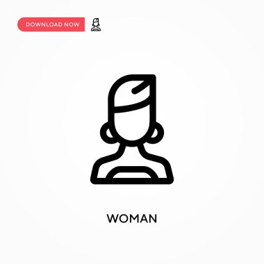 Kadın basit vektör simgesi. Web sitesi veya mobil uygulama için modern, basit düz vektör çizimi
