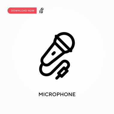 Mikrofon basit vektör simgesi. Web sitesi veya mobil uygulama için modern, basit düz vektör çizimi