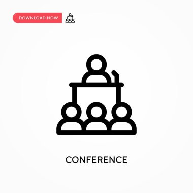 Konferans basit vektör simgesi. Web sitesi veya mobil uygulama için modern, basit düz vektör çizimi
