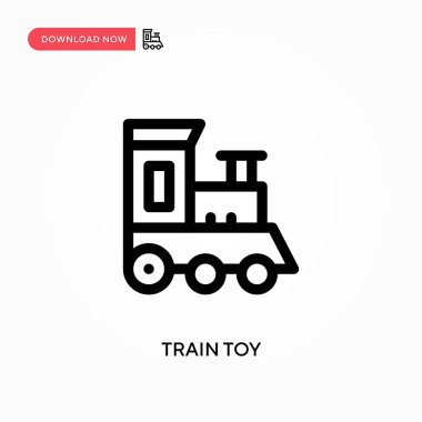 Tren oyuncağı basit vektör simgesi. Web sitesi veya mobil uygulama için modern, basit düz vektör çizimi