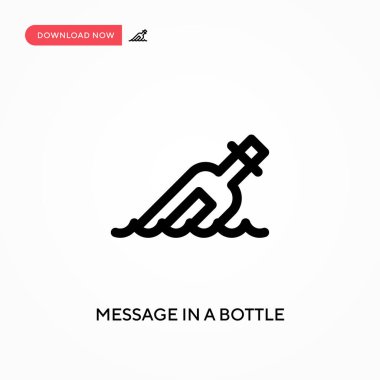 Şişedeki mesaj basit vektör simgesi. Web sitesi veya mobil uygulama için modern, basit düz vektör çizimi