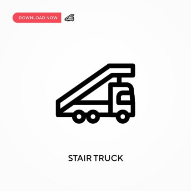 Merdiven kamyonu basit vektör ikonu. Web sitesi veya mobil uygulama için modern, basit düz vektör çizimi