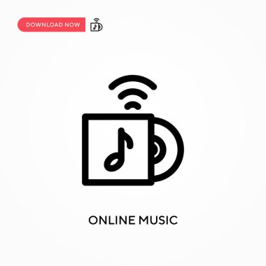 Çevrimiçi müzik Basit vektör simgesi. Web sitesi veya mobil uygulama için modern, basit düz vektör çizimi