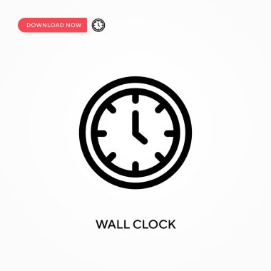 Duvar saati basit vektör simgesi. Web sitesi veya mobil uygulama için modern, basit düz vektör çizimi