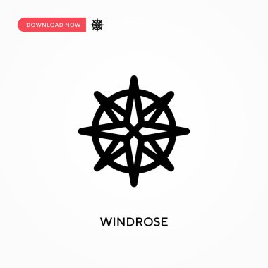 Windrose Basit vektör simgesi. Web sitesi veya mobil uygulama için modern, basit düz vektör çizimi