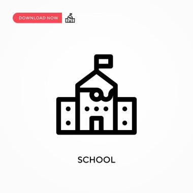 Okulun basit vektör simgesi. Web sitesi veya mobil uygulama için modern, basit düz vektör çizimi