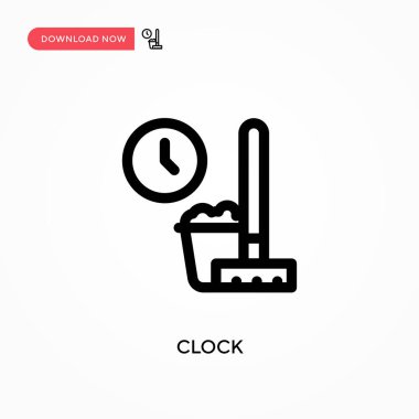 Saat Basit vektör simgesi. Web sitesi veya mobil uygulama için modern, basit düz vektör çizimi