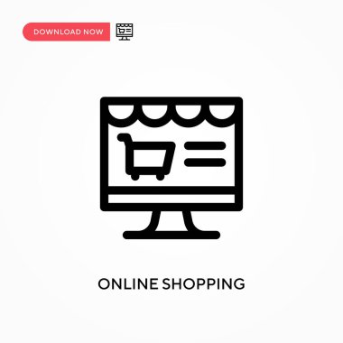 Çevrimiçi alışveriş basit vektör simgesi. Web sitesi veya mobil uygulama için modern, basit düz vektör çizimi