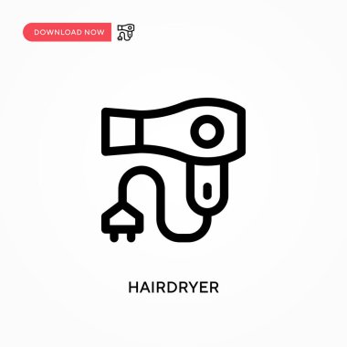 Saç kurutma makinesi basit vektör simgesi. Web sitesi veya mobil uygulama için modern, basit düz vektör çizimi