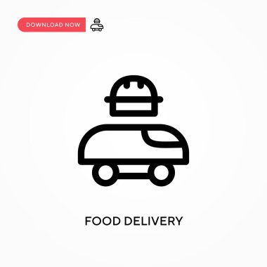 Yemek teslimatı basit vektör ikonu. Web sitesi veya mobil uygulama için modern, basit düz vektör çizimi