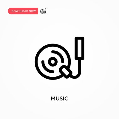 Müzik basit vektör simgesi. Web sitesi veya mobil uygulama için modern, basit düz vektör çizimi