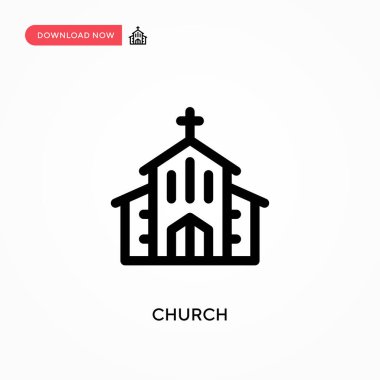 Kilise basit vektör ikonu. Web sitesi veya mobil uygulama için modern, basit düz vektör çizimi