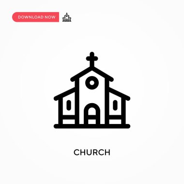 Kilise basit vektör ikonu. Web sitesi veya mobil uygulama için modern, basit düz vektör çizimi