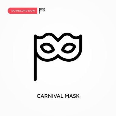 Karnaval maskesi Basit vektör simgesi. Web sitesi veya mobil uygulama için modern, basit düz vektör çizimi