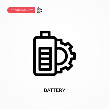 Batarya Basit vektör simgesi. Web sitesi veya mobil uygulama için modern, basit düz vektör çizimi