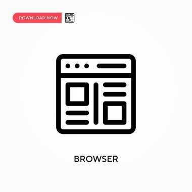 Tarayıcı Basit vektör simgesi. Web sitesi veya mobil uygulama için modern, basit düz vektör çizimi