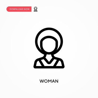 Kadın basit vektör simgesi. Web sitesi veya mobil uygulama için modern, basit düz vektör çizimi
