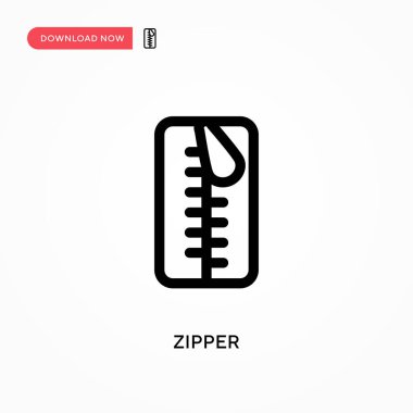 Fermuar Basit vektör simgesi. Web sitesi veya mobil uygulama için modern, basit düz vektör çizimi