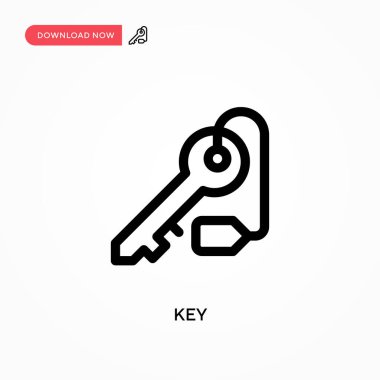 Anahtar Basit vektör simgesi. Web sitesi veya mobil uygulama için modern, basit düz vektör çizimi