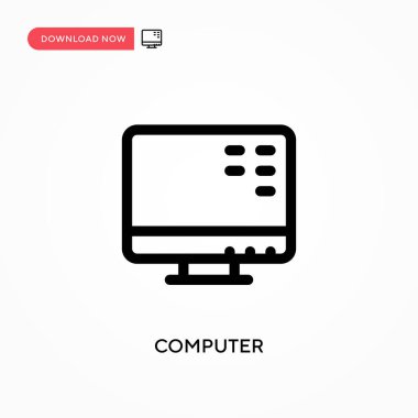 Bilgisayar basit vektör simgesi. Web sitesi veya mobil uygulama için modern, basit düz vektör çizimi
