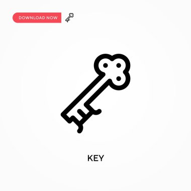 Anahtar Basit vektör simgesi. Web sitesi veya mobil uygulama için modern, basit düz vektör çizimi