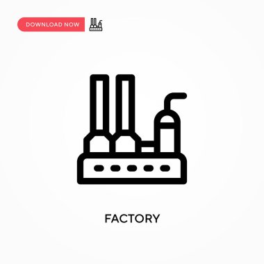 Fabrika Basit vektör simgesi. Web sitesi veya mobil uygulama için modern, basit düz vektör çizimi