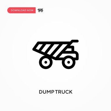 Çöp kamyonu basit vektör simgesi. Web sitesi veya mobil uygulama için modern, basit düz vektör çizimi