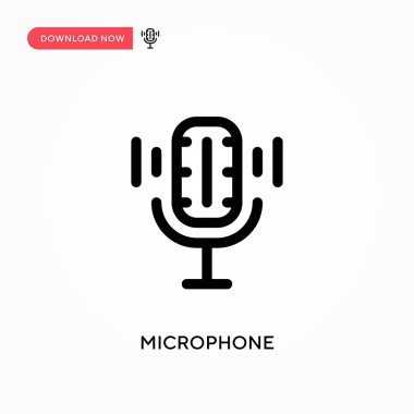Mikrofon basit vektör simgesi. Web sitesi veya mobil uygulama için modern, basit düz vektör çizimi